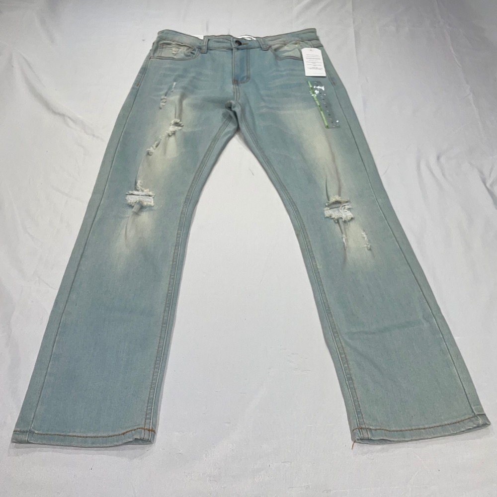 Ring of Fire Boys Slim Sustainable Distressed Ripped Jeans Light Wash Size 18